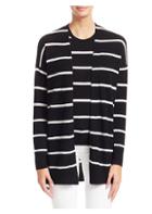 Saks Fifth Avenue Collection Striped Featherweight Cashmere Cardigan
