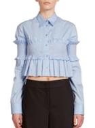 Cedric Charlier Smocked Cropped Top