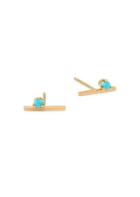 Zoe Chicco Turquoise & 14k Yellow Gold Bar Ear Studs