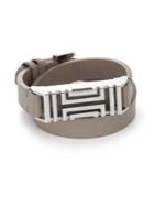 Tory Burch Tory Burch For Fitbit Leather Double-wrap Bracelet/silvertone