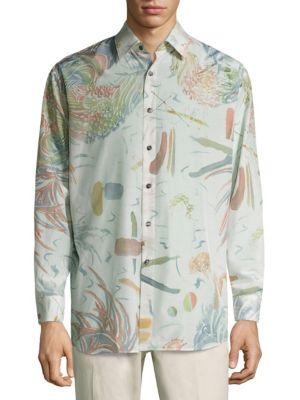 Salvatore Ferragamo Abstract Printed Silk Blend Shirt