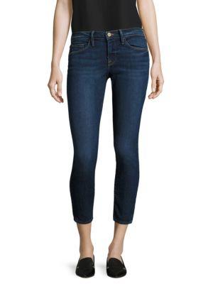Frame Medium Wash Denim Skinny Cropped Jeans