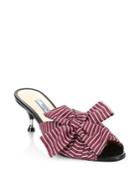 Prada Stripe Bow Leather Mules