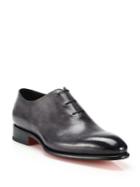 Santoni Carter Pebbled Leather Lace-up Loafers