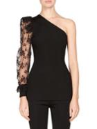 Givenchy One-shoulder Lace-sleeve Top