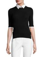 Piazza Sempione Removable Collar Knit Wool Top