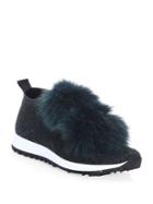 Jimmy Choo Norway Fur Pom-pom & Lurex Sneakers