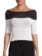 Yigal Azrouel Two-tone Off-the-shoulder Knit Top