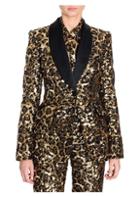 Dolce & Gabbana Leopard Print Sequin Shawl Collar Jacket