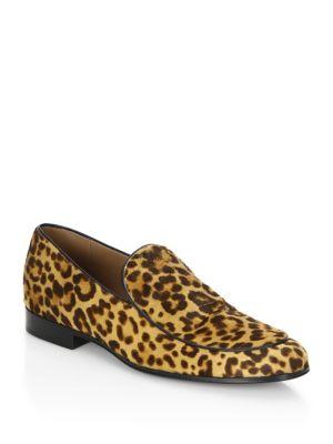 Gianvito Rossi Leopard Print Leather Loafers