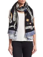 Alexander Mcqueen Skull Nighttime Oversized Embroidered Scarf