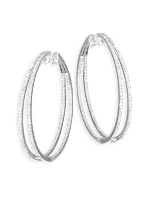 Meira T Diamond & 14k White Gold Hoop Earrings