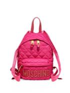 Moschino Studded Logo Patch Quilted Mini Backpack