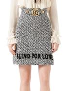 Gucci Embroidered Tweed Skirt