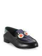 Fendi Faces Studded Leather Loafers