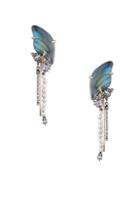 Alexis Bittar Brutalist Butterfly 10k Gold Swarovski Crystal, Shell Pearl & Blue Corundum Clip-on Drop Earring