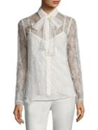 Escada Lace Tie Neck Blouse