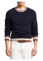 Brunello Cucinelli Varsity Crewneck Cotton Sweater