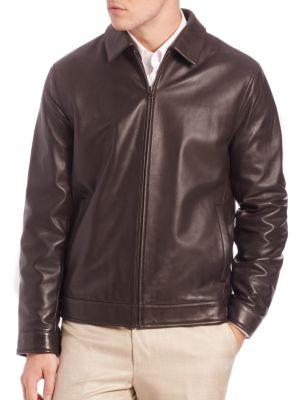 Saks Fifth Avenue Collection Leather Bomber Jacket