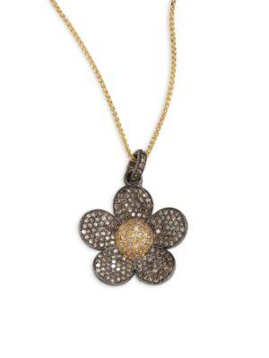 Nina Gilin Diamond Flower Pendant Necklace
