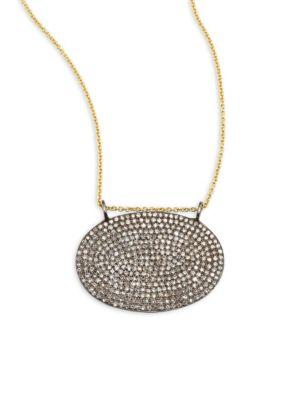 Nina Gilin 14k Yellow Gold & Diamond Pave Oval Pendant Necklace