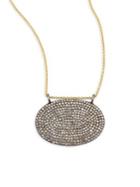 Nina Gilin 14k Yellow Gold & Diamond Pave Oval Pendant Necklace