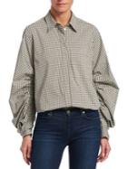 3.1 Phillip Lim Ruched Sleeve Gingham Shirt