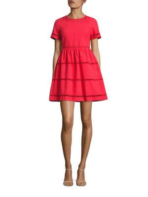 Red Valentino Lace Inset Cotton A-line Dress