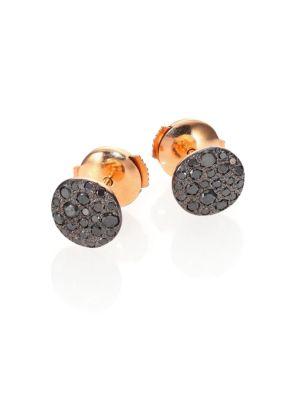 Pomellato Sabbia Black Diamond & 18k Rose Gold Stud Earrings