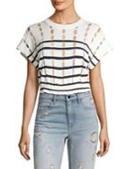 T By Alexander Wang Striped Cotton Knit Cropped Top