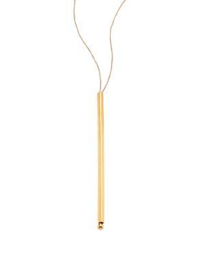 Ginette Ny Long Straw 18k Rose Gold Pendant Necklace