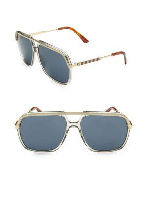 Gucci Vintage Web 57mm Pilot Sunglasses