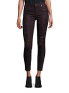 7 For All Mankind Distressed Coated Skinny Jeans