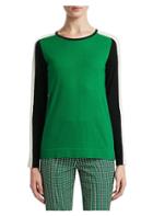 Akris Punto Tricolor Solid Colorblock Wool Sweater
