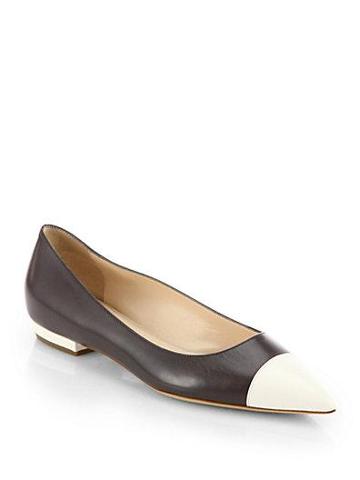 Giorgio Armani Leather Cap-toe Ballet Flats