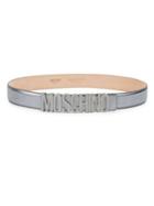 Moschino Metallic Logo Leather Belt