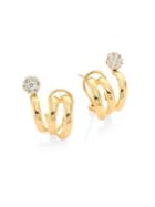 Hueb Diamond Flower & 18k Yellow Gold Earrings