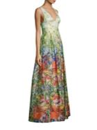 Alice + Olivia Chantal Silk Blended Flare Gown