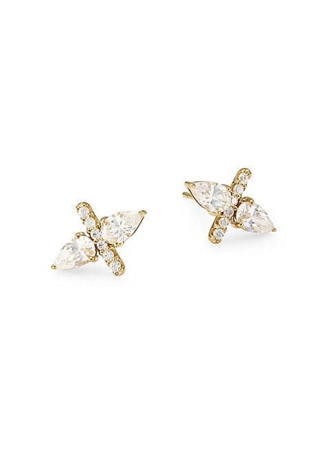 Adriana Orsini Bijoux 18k Gold Sterling Silver Double Pear Stud Earrings