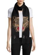 Gucci Tiger Sequined Cashmere Half Scarf