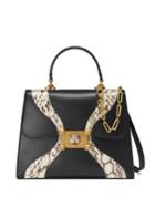 Gucci Iside Leather & Snakeskin Top Handle Bag