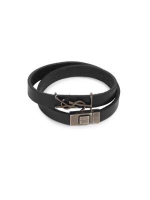 Saint Laurent Logo Leather Bracelet