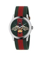 Gucci Bee Stainless Steel And Striped Nylon Strap Watch