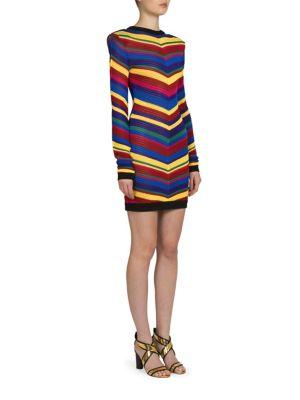 Balmain Rainbow Stripe Knit Dress
