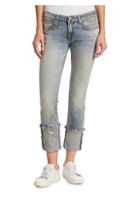 R13 Kate Skinny Frayed Cuff Light Wash Jeans