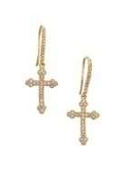 Fallon Pave Cross Drop Earrings
