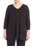 Eileen Fisher, Plus Size Solid V-neck Silk Top