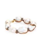 Jordan Alexander 15mm White Baroque Freshwater Pearl & 18k Tri-tone Gold Bracelet