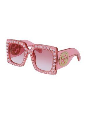 Gucci 57mm Crystal-trim Oversized Square Sunglasses