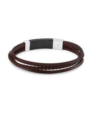 Tateossian Silver And Leather Slide Multi-strand Bracelet